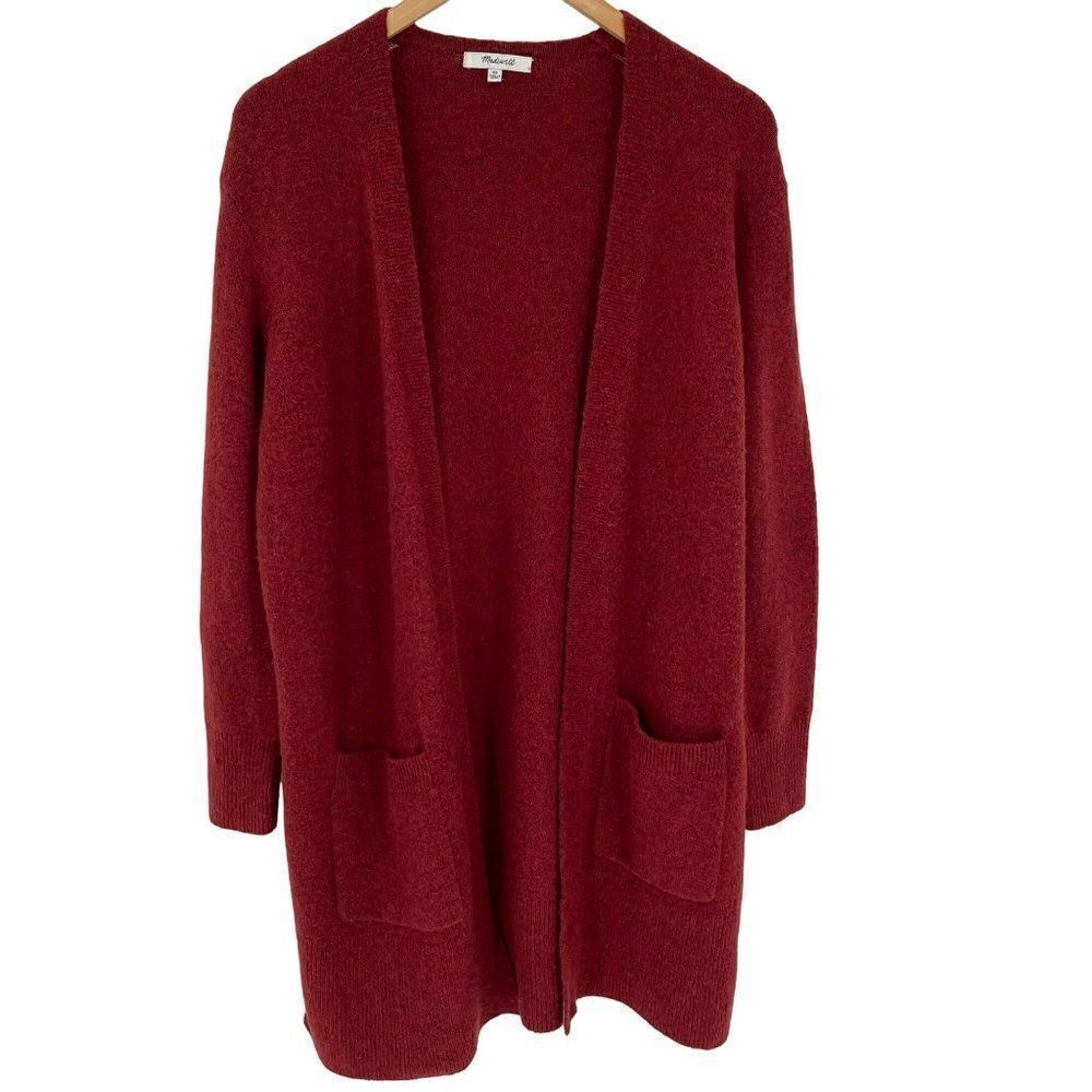 ‎Madewell Kent Cardigan Sweater Heather Scarlet Slouchy Soft Pockets Women XS - Picture 4 of 12
